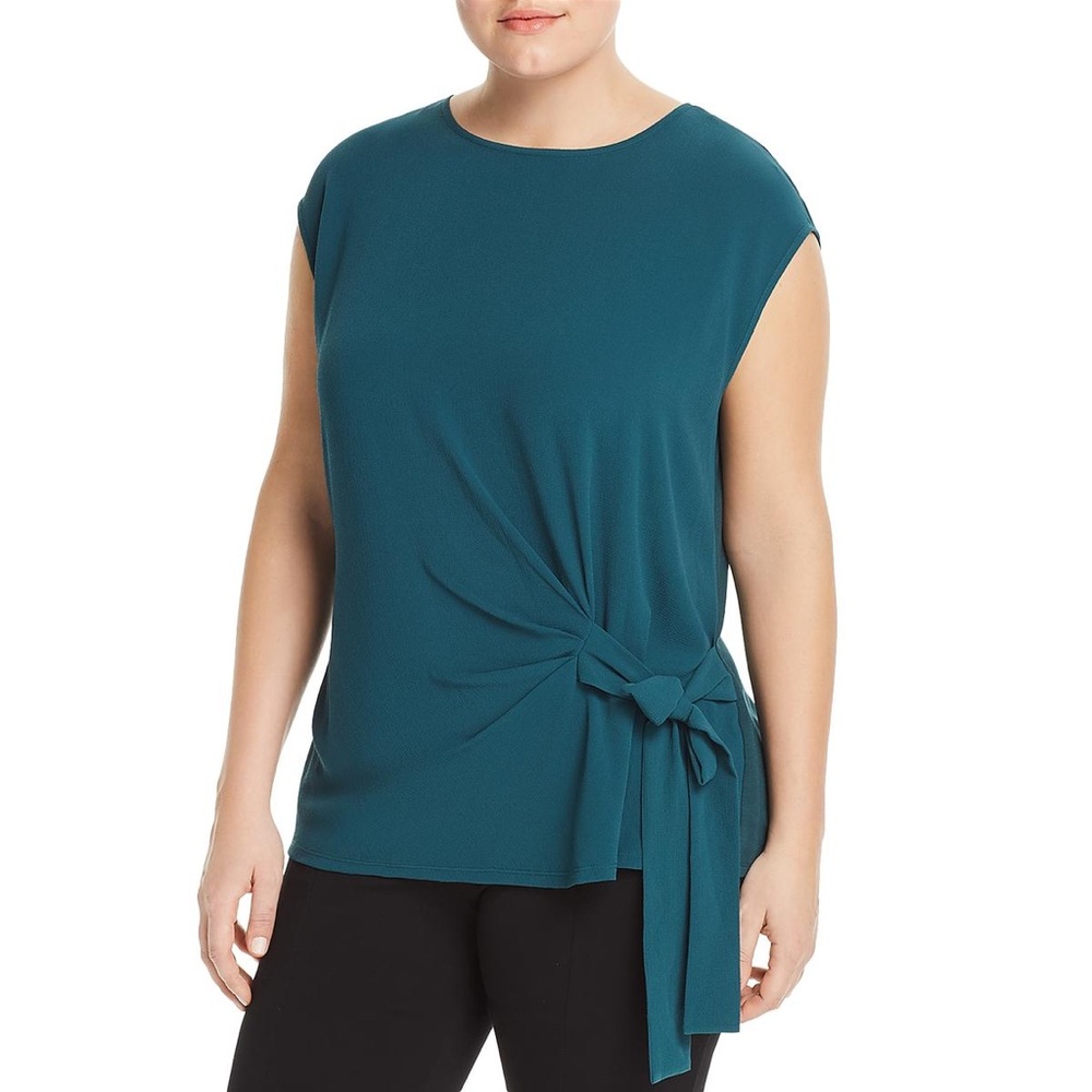 NWT Teal Vince Camuto Tie Blouse Top 3x